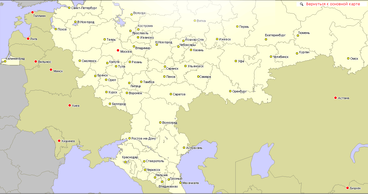 Карта средней части россии