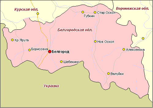 г. Белгород - карта, Белгородская область , Центральный федеральный округ