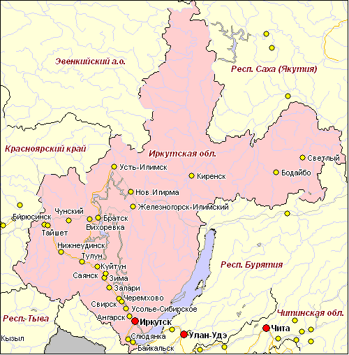 Карта россии иркутск