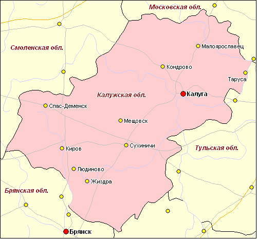 Карта от Калуги до Москвы