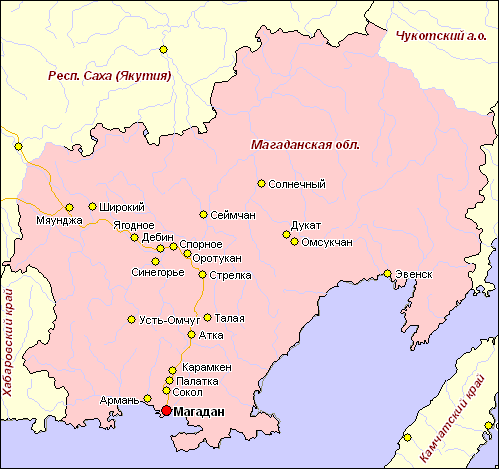 Магаданская область карта россии
