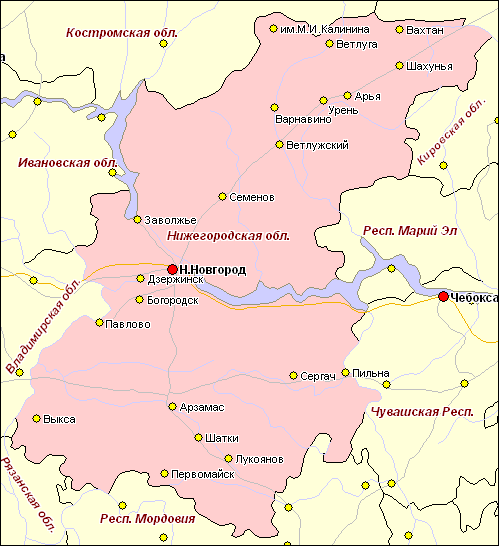 Город ветлуга нижегородской области карта