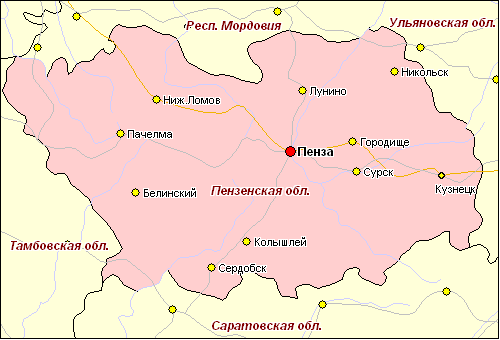 Карты городов Пензенской области - Карты городов России